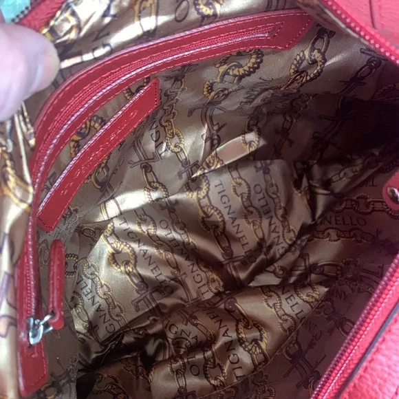 NWOT Tignanello red genuine leather hobo lab - Picture 6 of 8